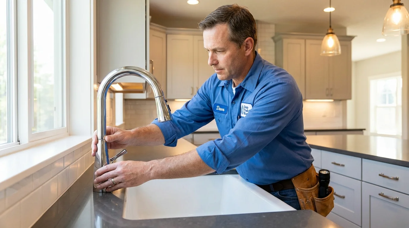 Kitchen faucet installation by Johns Plumbing LLC in Middlebury